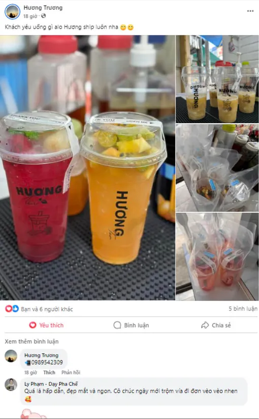 Bài đăng của học viên khoe các ly trà trái cây tự làm sau khóa học