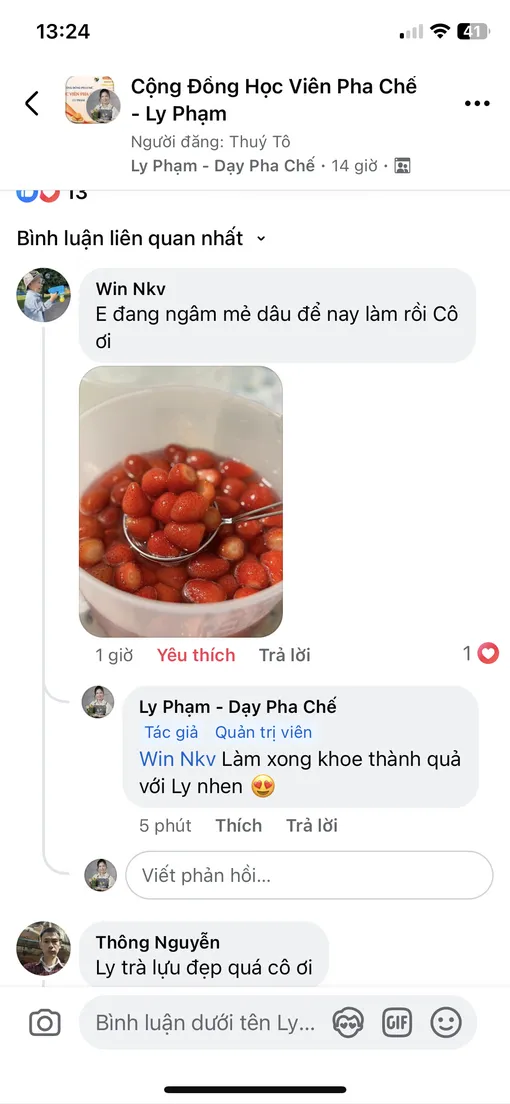 Bình luận của học viên trong cộng đồng học pha chế Ly Phạm
