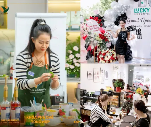 Học viên chị Trúc Phương khóa K49 trong ngày khai trương quán mới