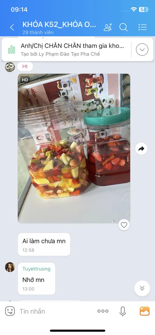 Tin nhắn học viên báo đã bán được món mới học tại quán